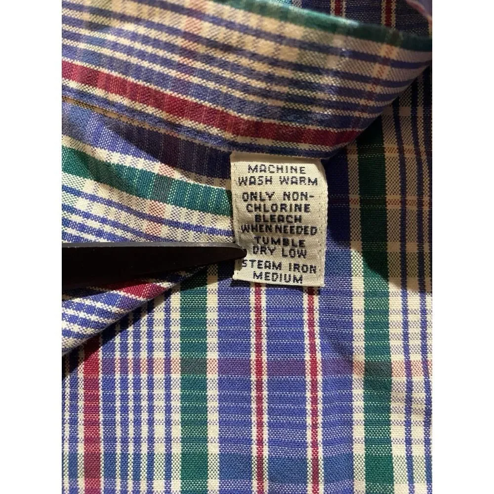 Ralph Lauren Mens XXL Blue/Green Blake 2-ply‎ Button Up Long Sleeve Green Pony